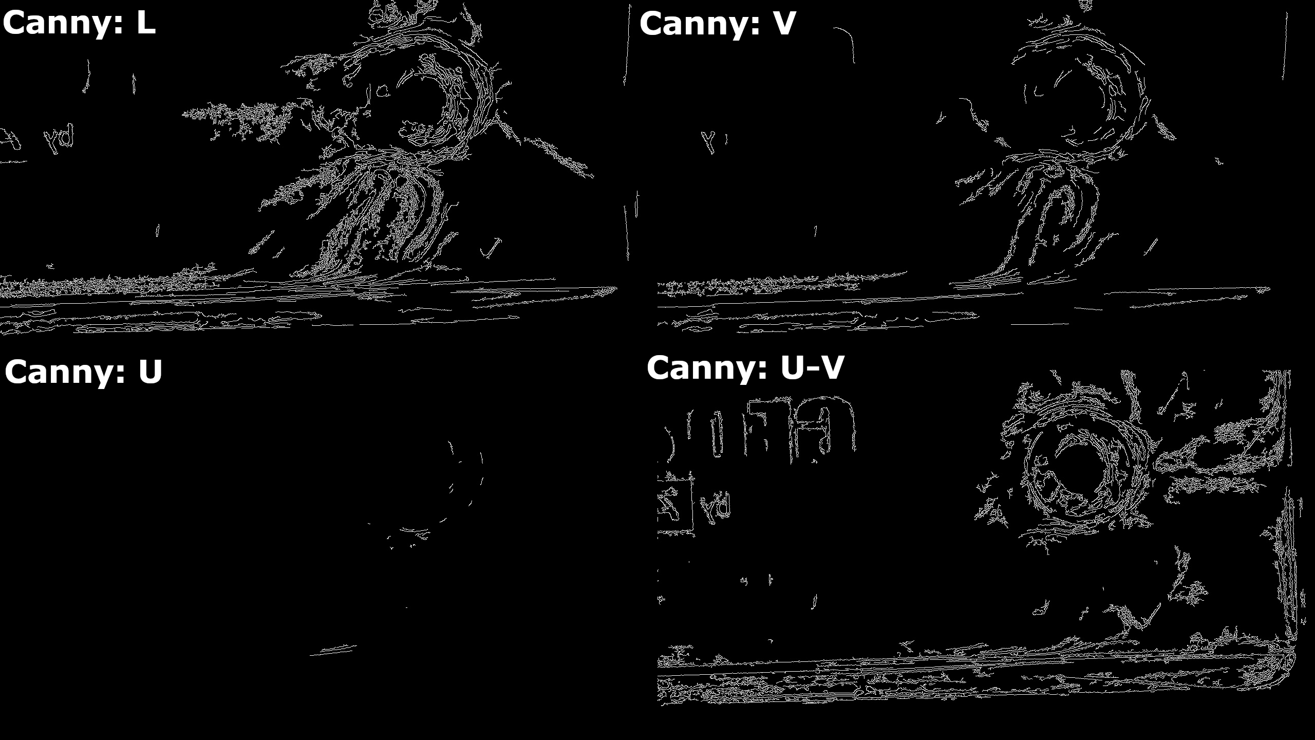 Die einzelnen Farbebenen nach der Kantendetektion mit Canny